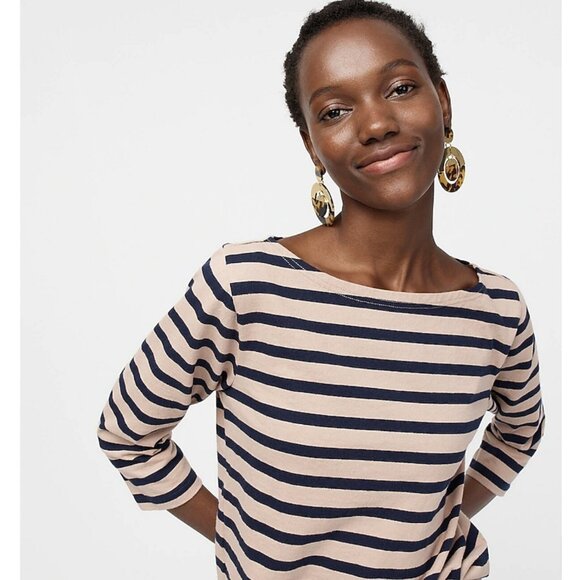 J.Crew $50 Structured Boatneck T-Shirt In Stripe Size XXS H6778 - Picture 2 of 6